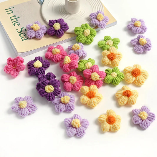 10/20Pcs 4cm Wool Flower Applique for DIY Clothes Hat Shoes Crafts Sewing Supplies Patches Headwear Hair Clips Decor Accessories