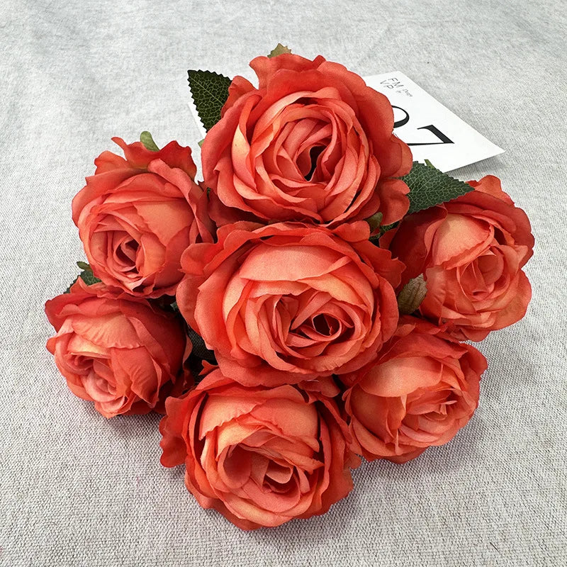 43CM7 Head Pearl Rose Artificial Flower Wedding Road Guide Bouquet Flower Arrangement Valentine's Day Decoration Home Ornament