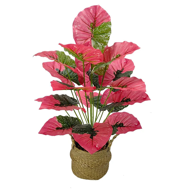 Red Leaf Artificial Flower Fake Artificial Plants Decoration Simulated Bonsai Potted Decor Home Room Party Wedding Office Floor