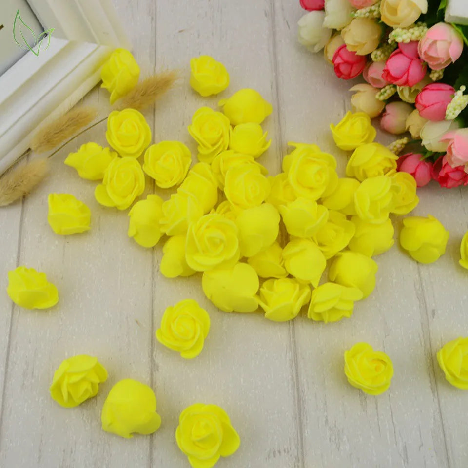 100pcs PE Foam Fake Teedy Bear Roee Head Artificial Flowers Cheap Wedding Home Decoration for Scrapbooking Gift Box Diy Wreath