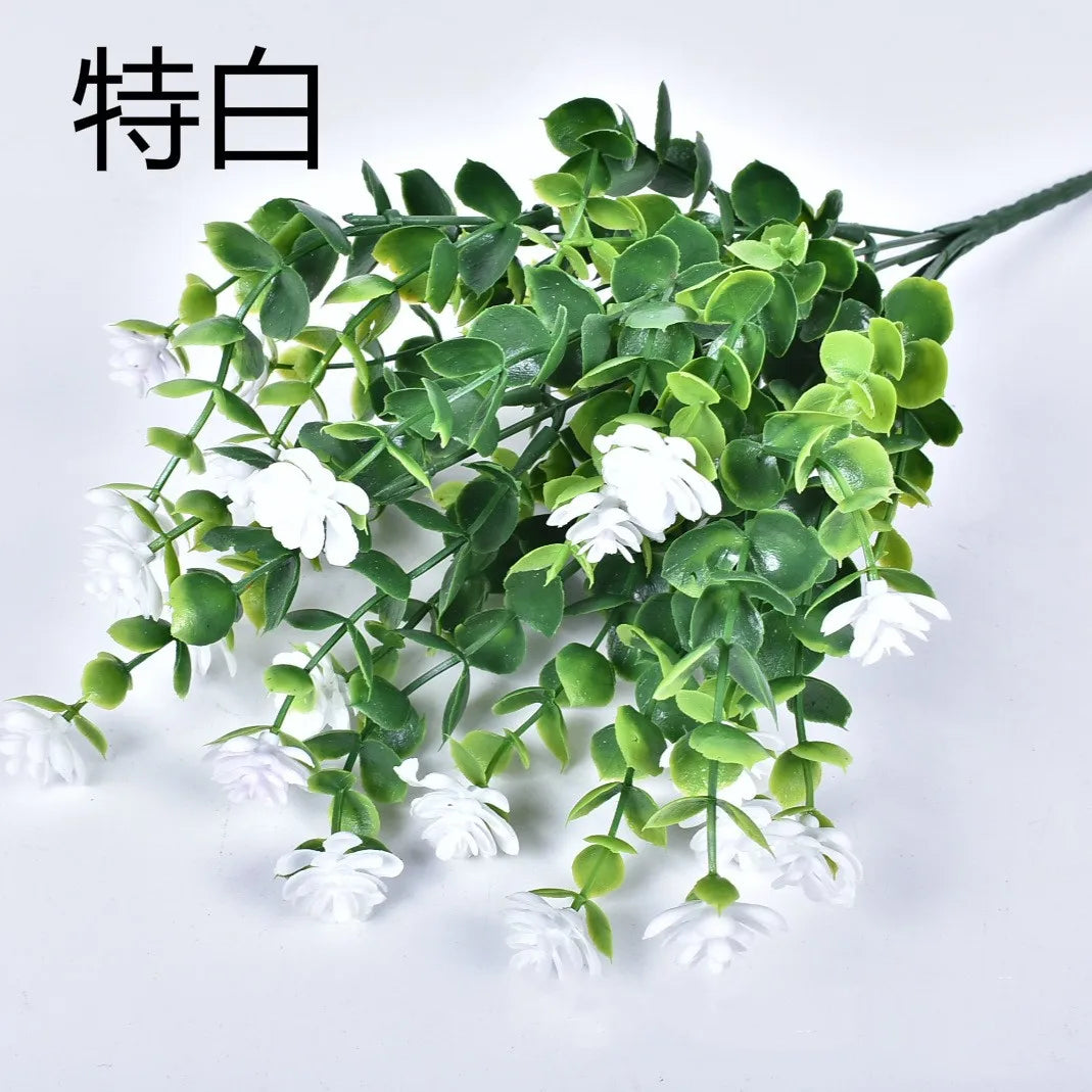 1pcs/lot Artificial Flowers 7-Pronged, 35 Mesh Eucalyptus Plastic Fake Flower Greenery Shrubs Plants Wedding Party Decoration