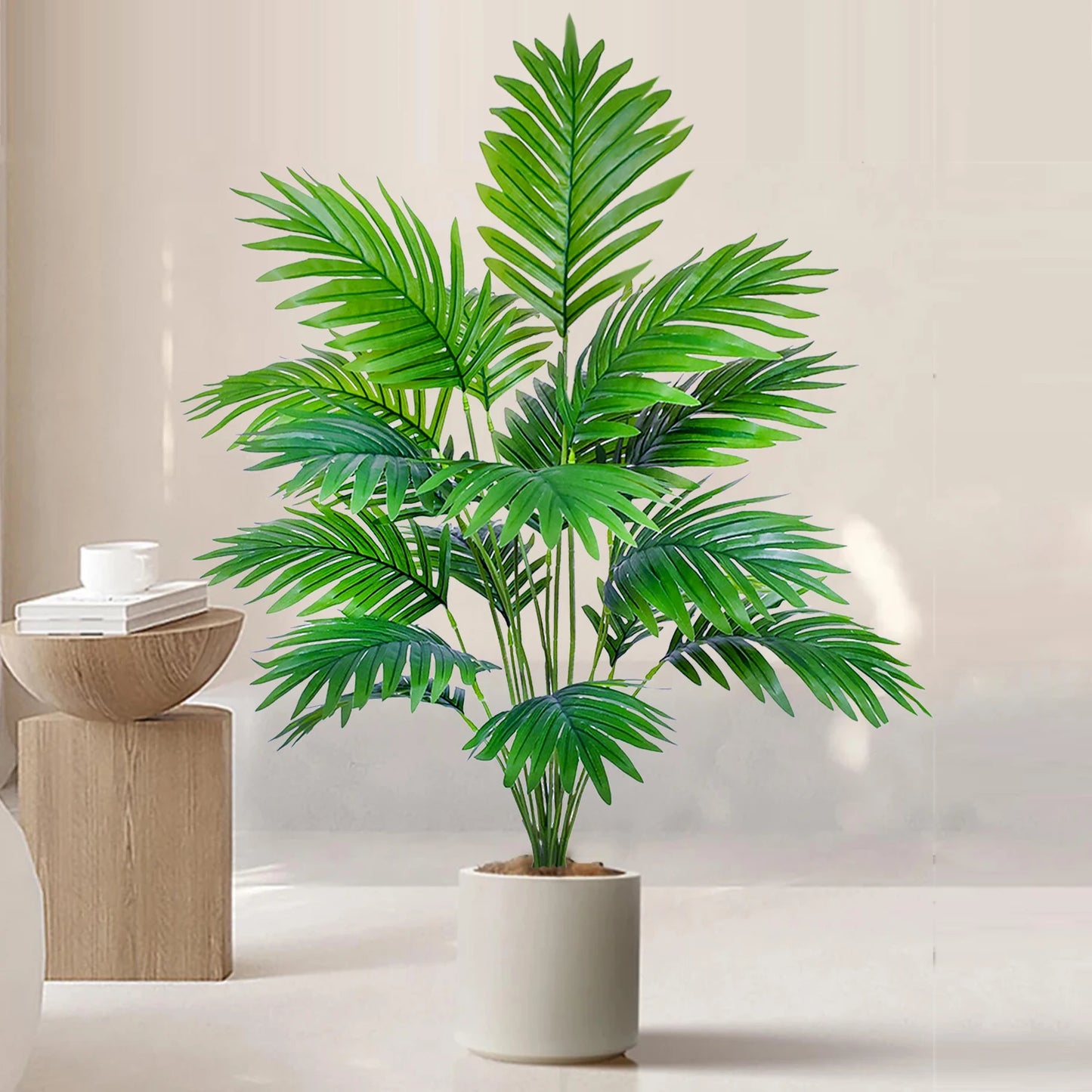 105cm/41.3in Artificial Areca Palm Plant Fake Tropical Leaves Fake Yellow Palm Indoor Home Office Decor
