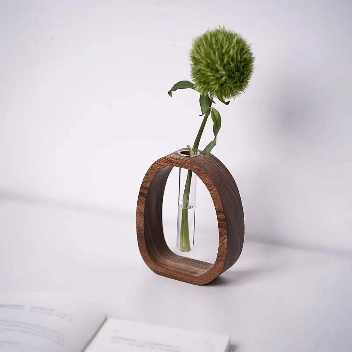Wooden Glass Flower Vase Hydroponic Flower Hydroponics Water Plant For Valentine'S Day Wedding Arrangement Vase Desktop Ornamen