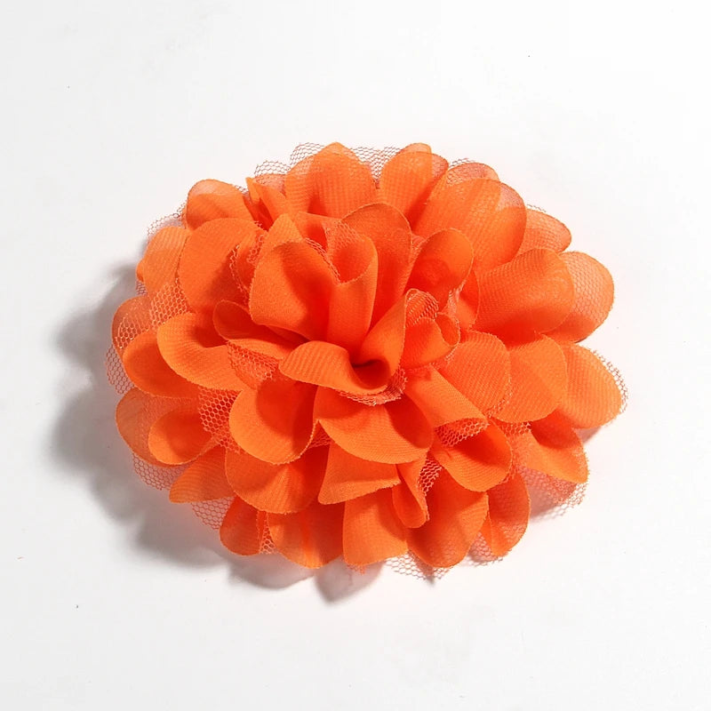 5PCS 4.4"11CM Lace Trim Patch Applique Fabric Artificial Flowers Wedding Dress Chiffon Flower Bride Hair Veil Clothes Decoration