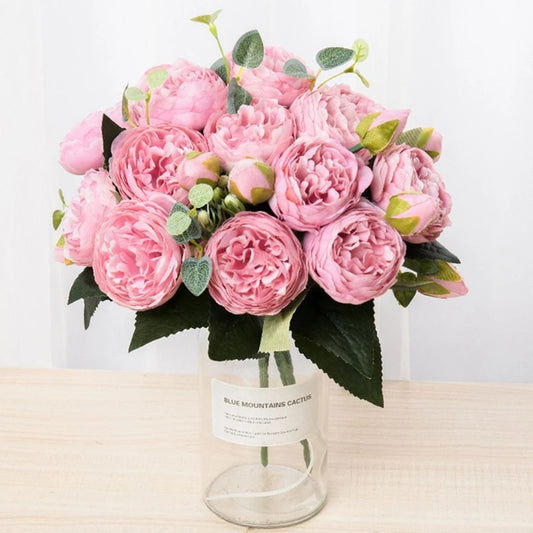 Artificial Flowers Silk Peony Bouquet Festival Decorations Vase Home Room Garden Living Room Wedding Bride Fake Plants Prop Gift