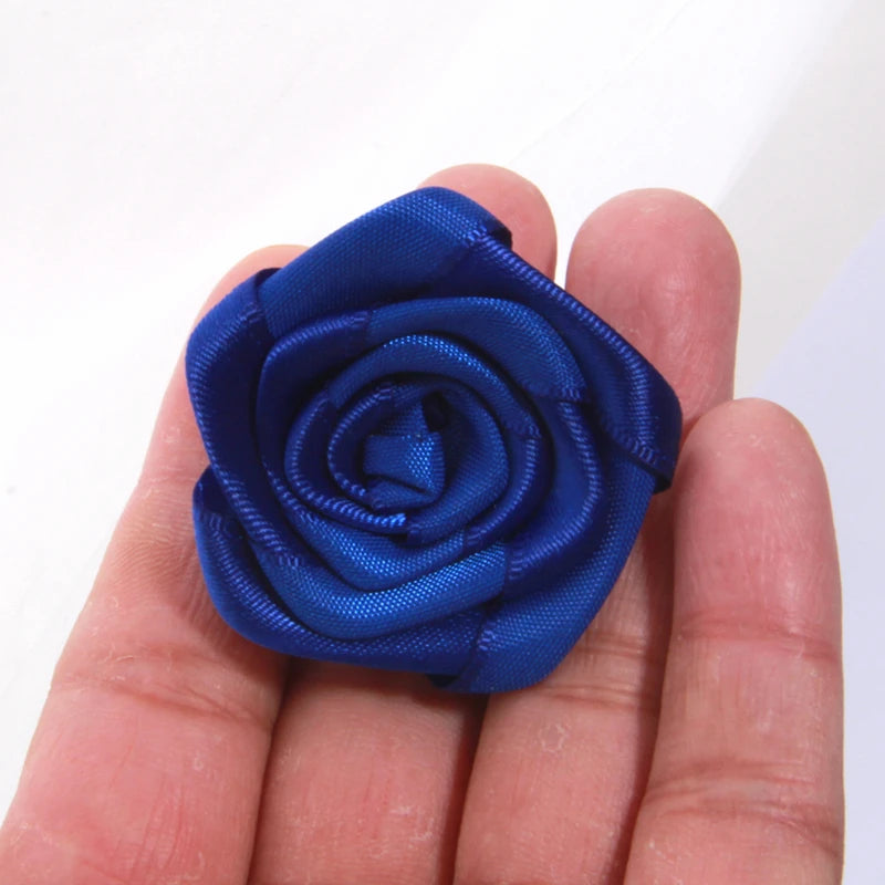 10Pcs 1.5" Handmade Organza Satin Fabric Artificial Rose Flower For Wedding Dress Brooch Decor Headwear Accessories Boutique