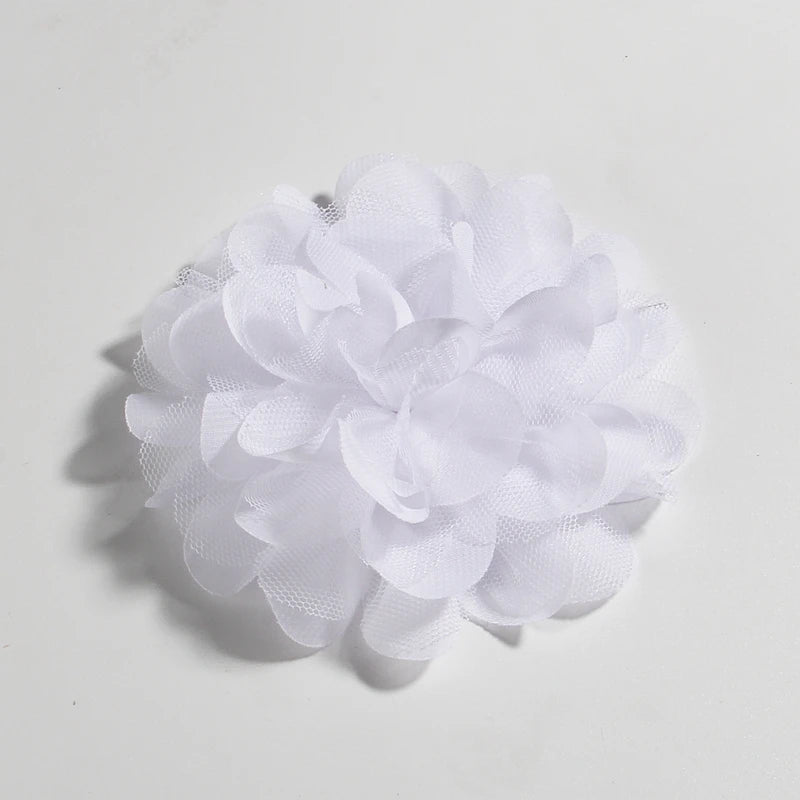 5PCS 4.4"11CM Lace Trim Patch Applique Fabric Artificial Flowers Wedding Dress Chiffon Flower Bride Hair Veil Clothes Decoration