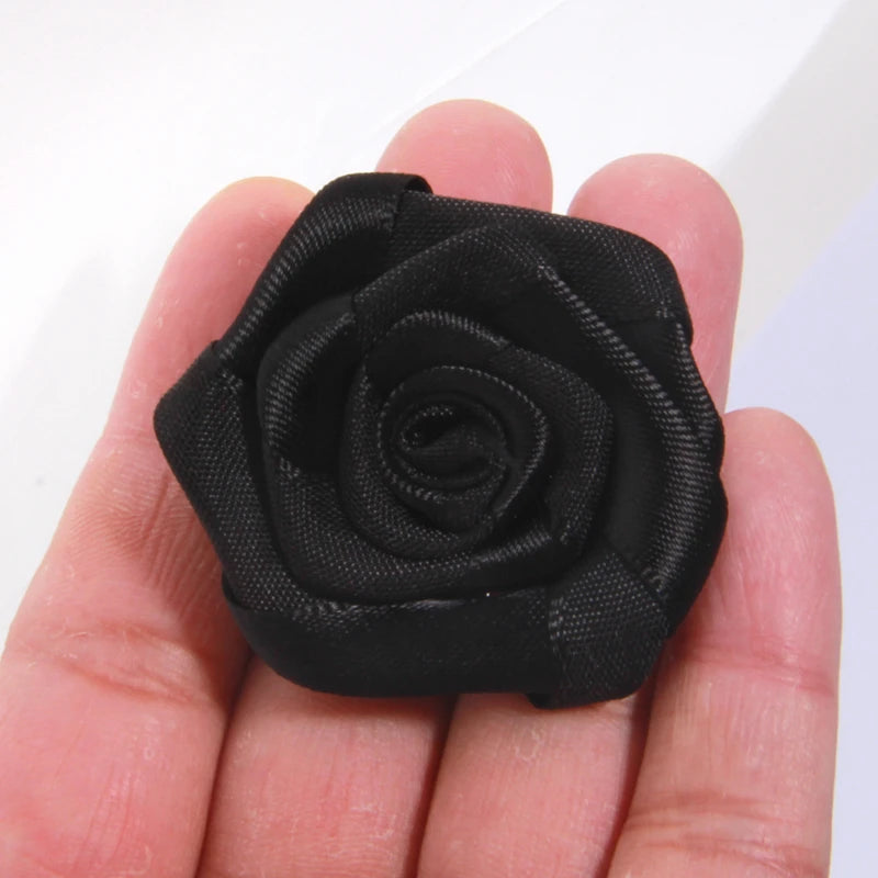 10Pcs 1.5" Handmade Organza Satin Fabric Artificial Rose Flower For Wedding Dress Brooch Decor Headwear Accessories Boutique
