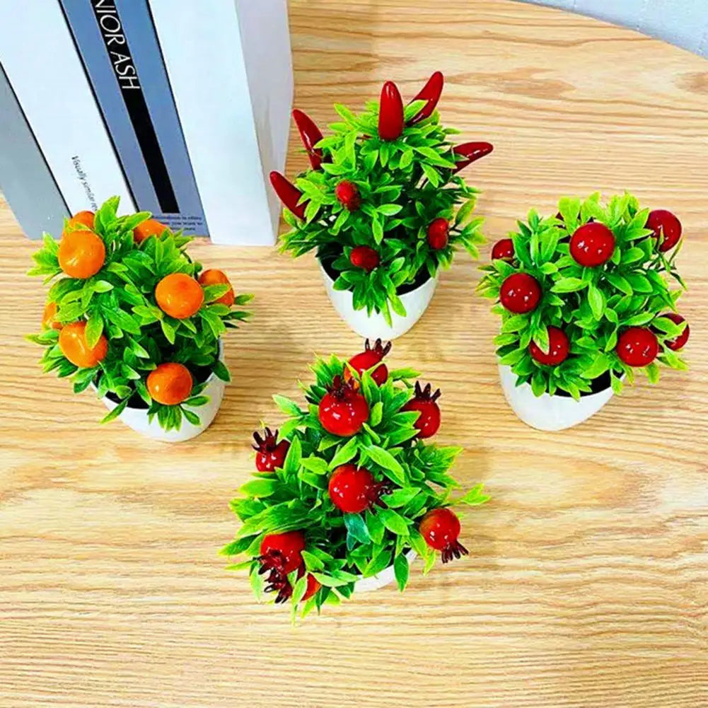 Artificial Fruit Bonsai Landscaping Artificial Fruit Bonsai Orange Pomegranate Fruit Tree Garden Decoration Fake Plant Flower