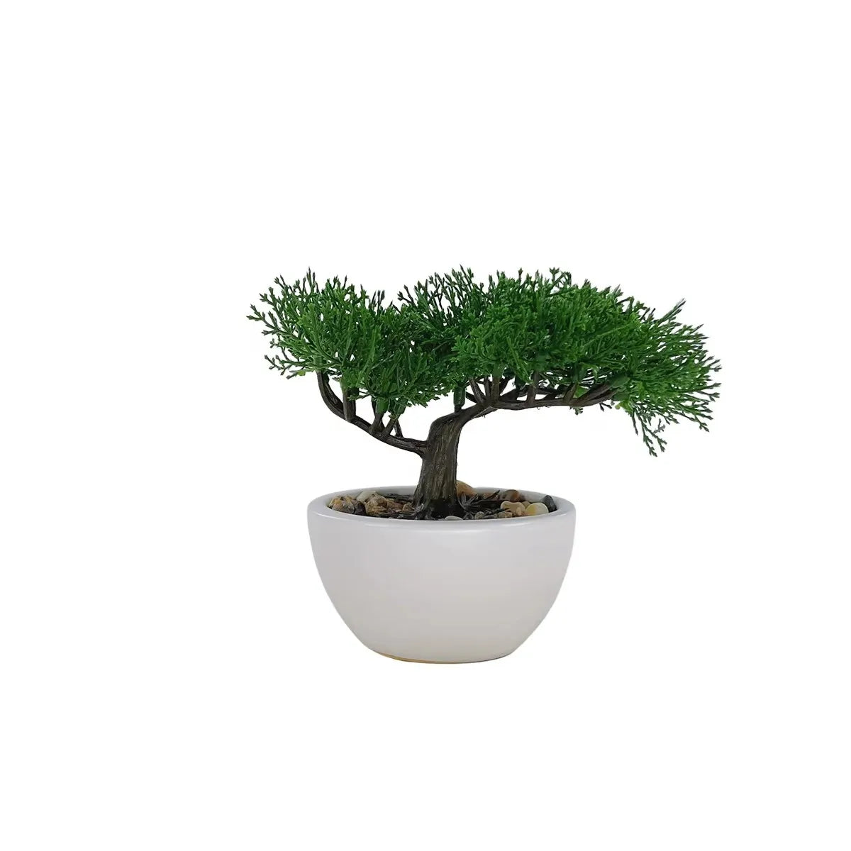 HXGYZP Bonsai Tree Artificial Plants Cypress Pine Tree With White Ceramic Pot Home Decor Indoor Office Desktop Plant Ornaments
