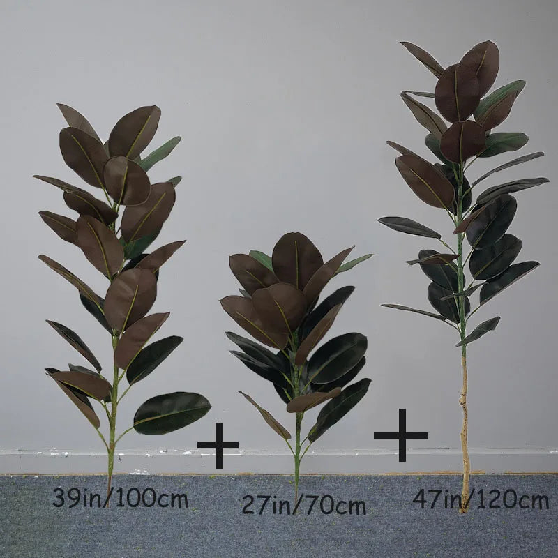 13-70in Large Ficus Tree Artificial Rubber Tree Plastic Banyan Plants Real Touch Banyan Leaves For Home Garden Shop Office Decor