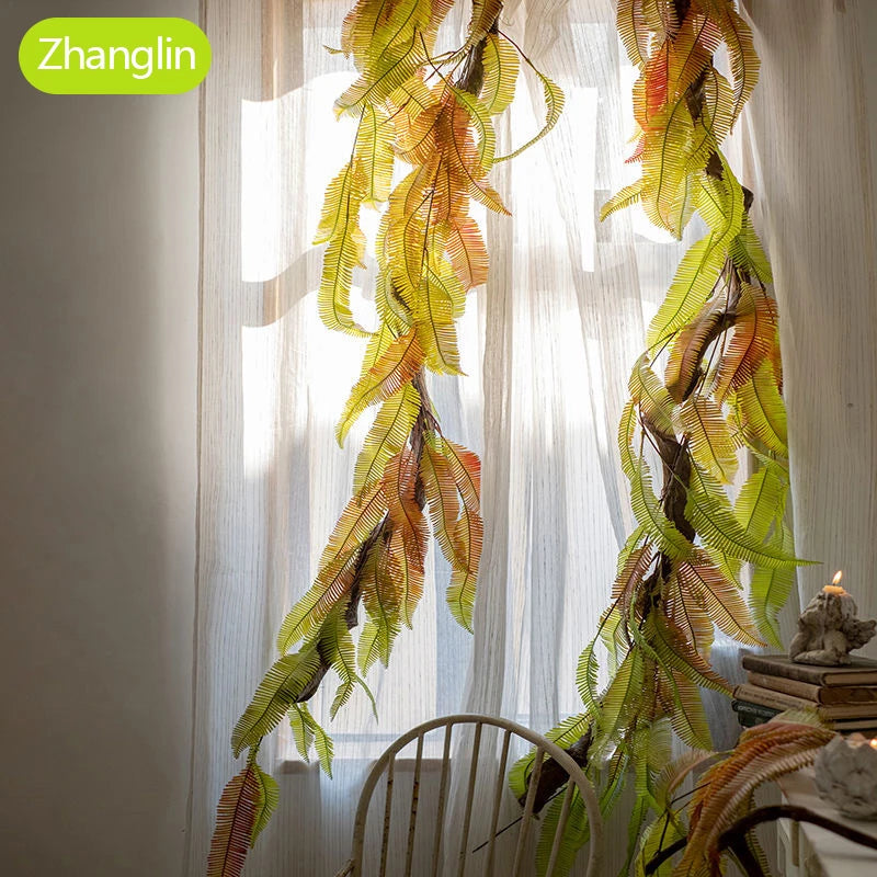 Various styles of artificial plants DIY wall hanging green leaves vines easy shape home garden greening decorative wreath ivy