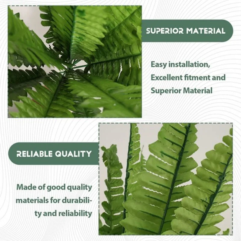 UV Resistant Lifelike Artificial Boston Fern, Artificial Ferns For Outdoors, Faux Ferns Fake Ferns Artificial Plants Durable