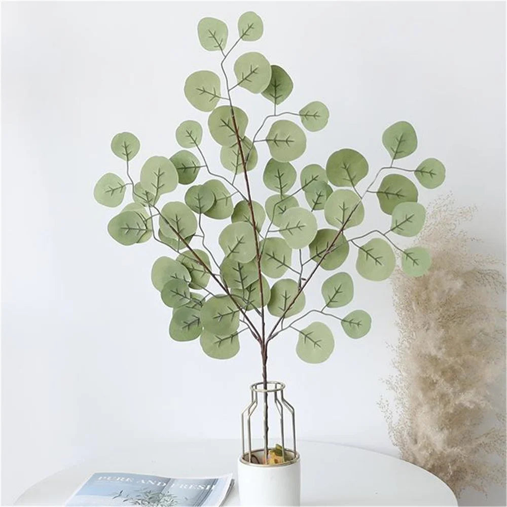 Artificial Plants Plastic Eucalyptus Leaves Wedding Bouquet Home Garden Flowers Wall Diy Room Christmas Autumn Decorations