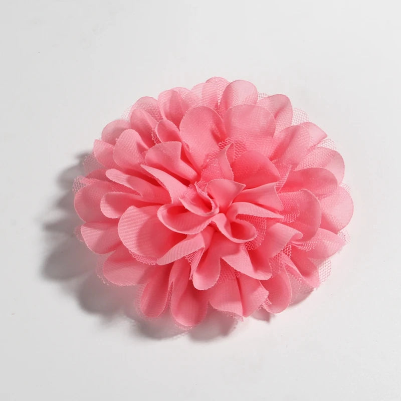 5PCS 4.4"11CM Lace Trim Patch Applique Fabric Artificial Flowers Wedding Dress Chiffon Flower Bride Hair Veil Clothes Decoration