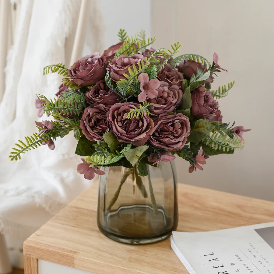 Artificial Flowers Vases Home Room Table Decoration Festival Wedding Bridal Bouquet Outdoor Yard Garden Diy Gift Box Silk Peony