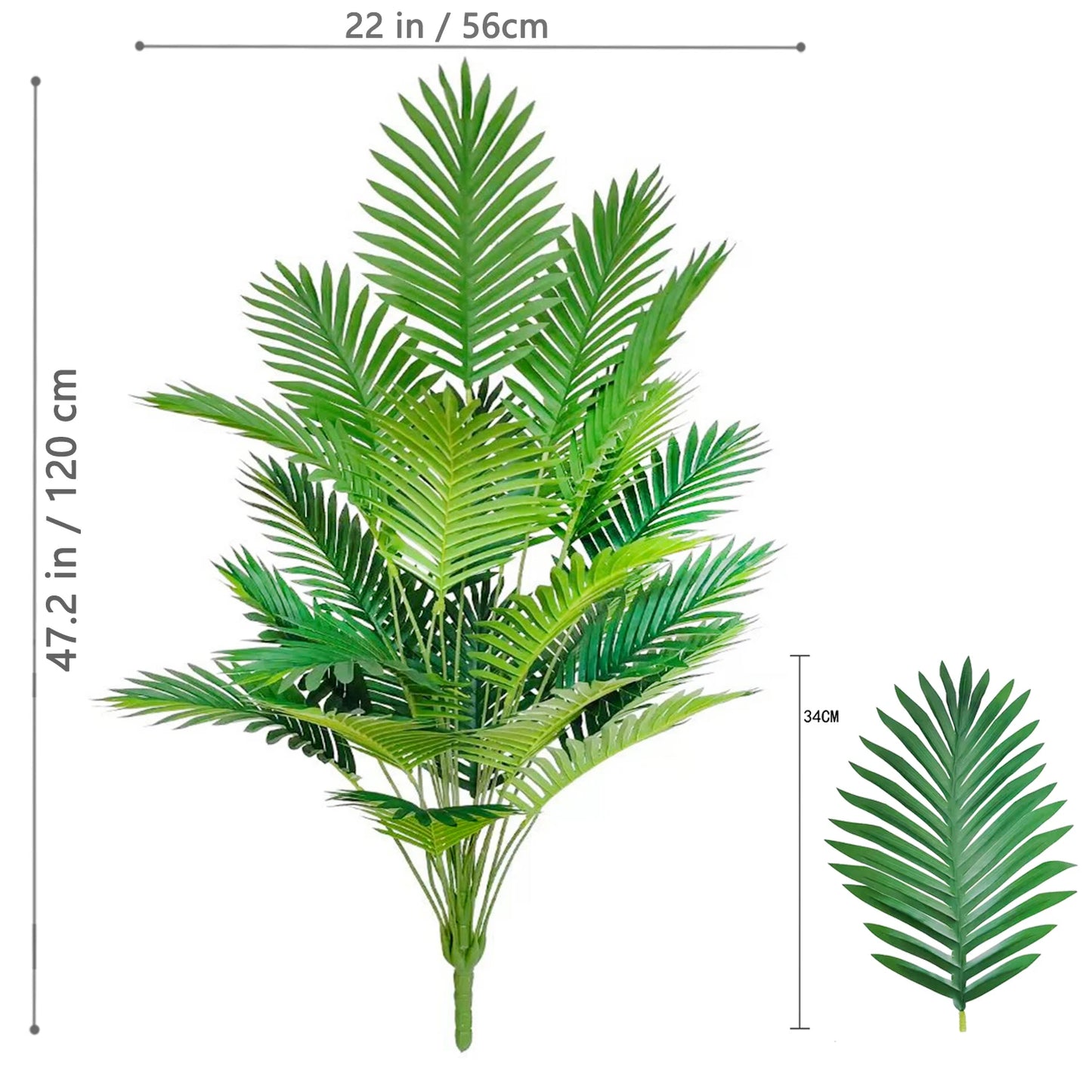 105cm/41.3in Artificial Areca Palm Plant Fake Tropical Leaves Fake Yellow Palm Indoor Home Office Decor