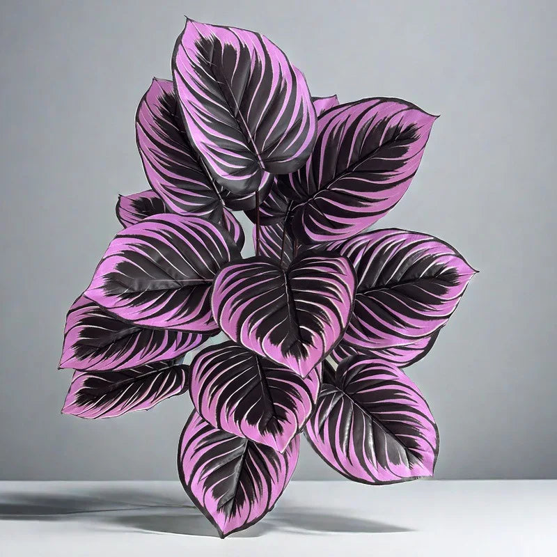 1PC Artificial Plant Violet Gradient Red Grain Leaves Simulation Dark Green Plant Bonsai Hotel Living Room Floor Decoration