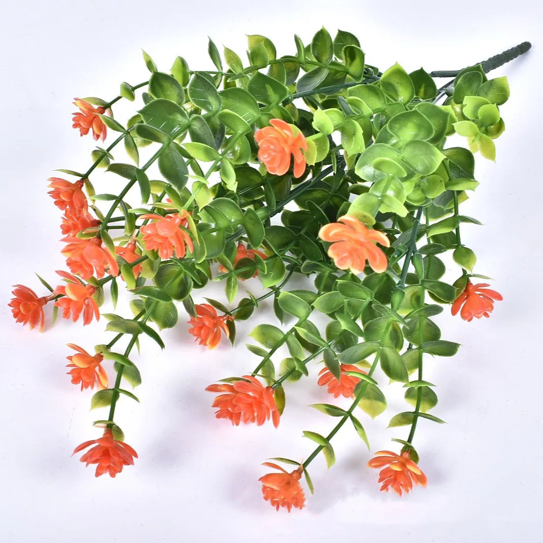 1pcs/lot Artificial Flowers 7-Pronged, 35 Mesh Eucalyptus Plastic Fake Flower Greenery Shrubs Plants Wedding Party Decoration