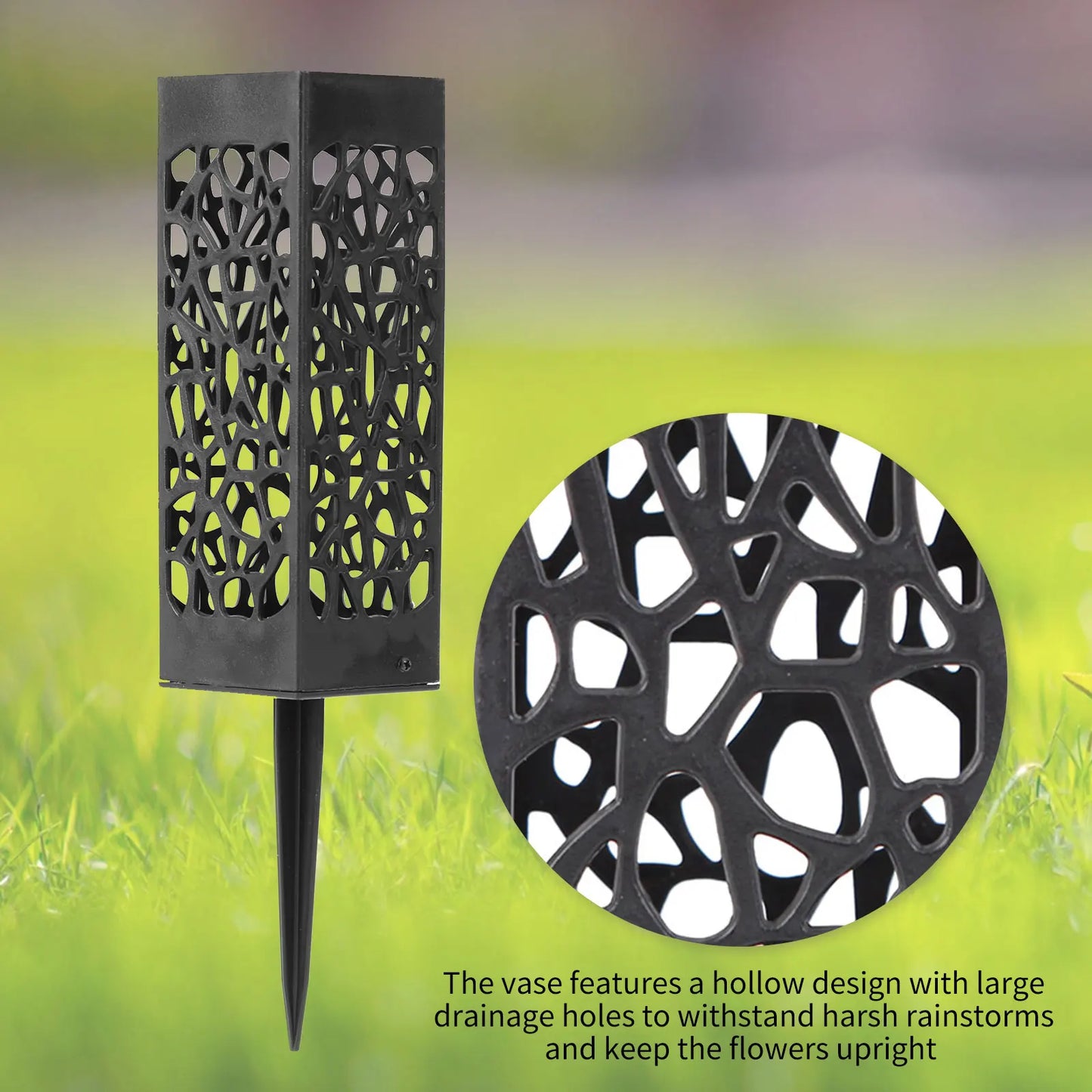 Grave Vase Plastic Stake In Ground Cemetery Grave Fluted Flower Vases Holder with Drainage Hole for Gravestone Decorations