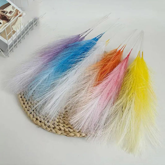 Simulated Reed Grass Wedding Decoration Flower Gradient Colorful Fake Peacock Tail 10/20pcs Flower Arrangement Accessories Props