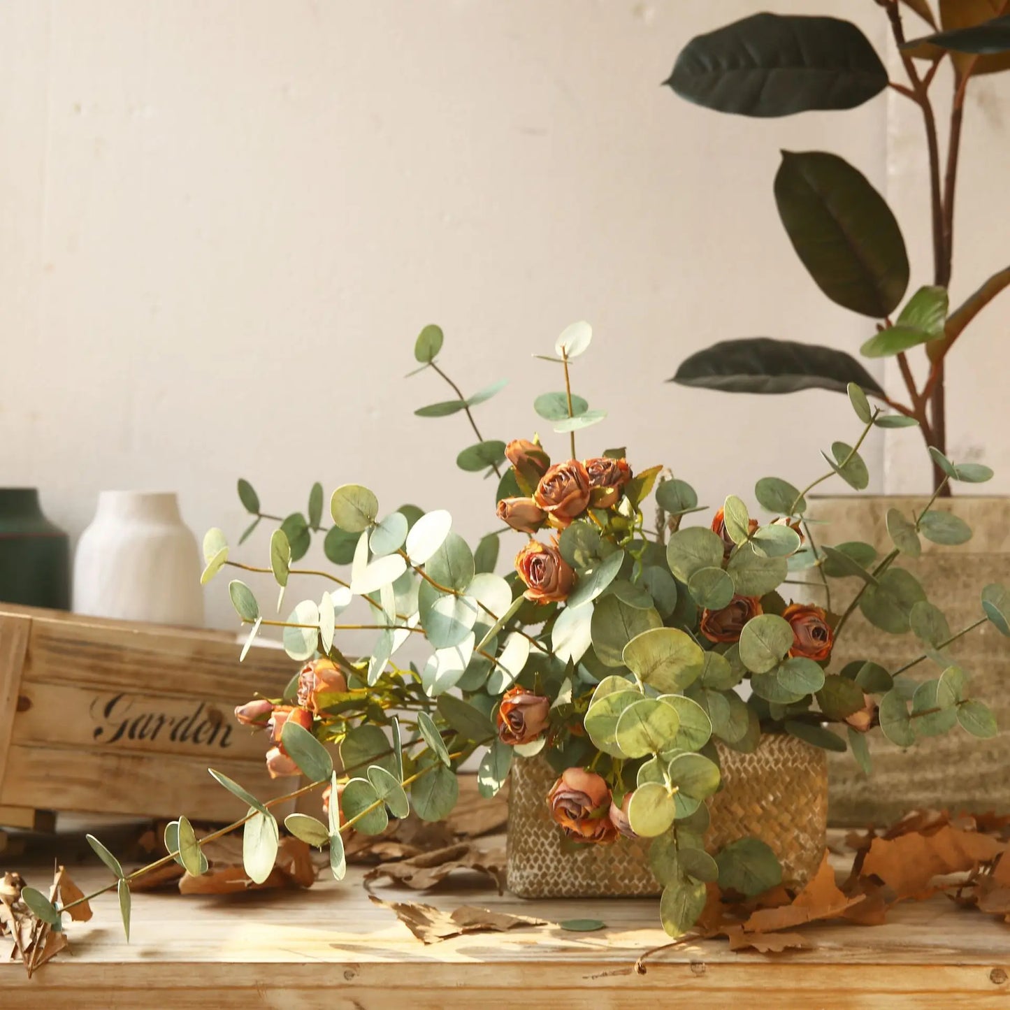 5Pcs Artificial Real Touch Eucalyptus Plant Wedding Decor Bouquet Material Fake Eucalyptus Leaves Home Living Room Decoration