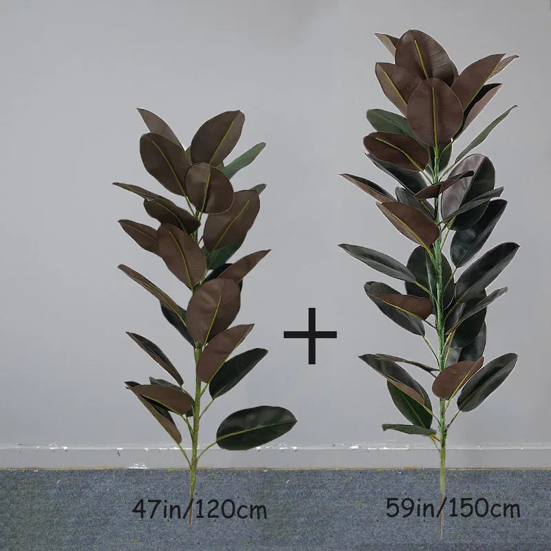 13-70in Large Ficus Tree Artificial Rubber Tree Plastic Banyan Plants Real Touch Banyan Leaves For Home Garden Shop Office Decor