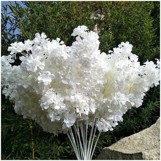 90CM Artificial 4-pronged Cherry Blossom White Stem Silk Flower Arch Suspended Ceiling Artificial Flower Home Wedding Decoration
