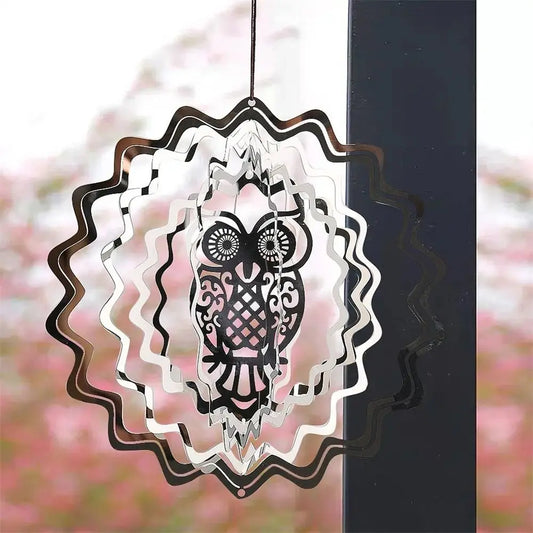 Fashion Flowing Effect Wind Chimes Kinetic Mirrored Sculptures Rotate Hook Stainless Steel Meditation for Outdoor Yard Garden