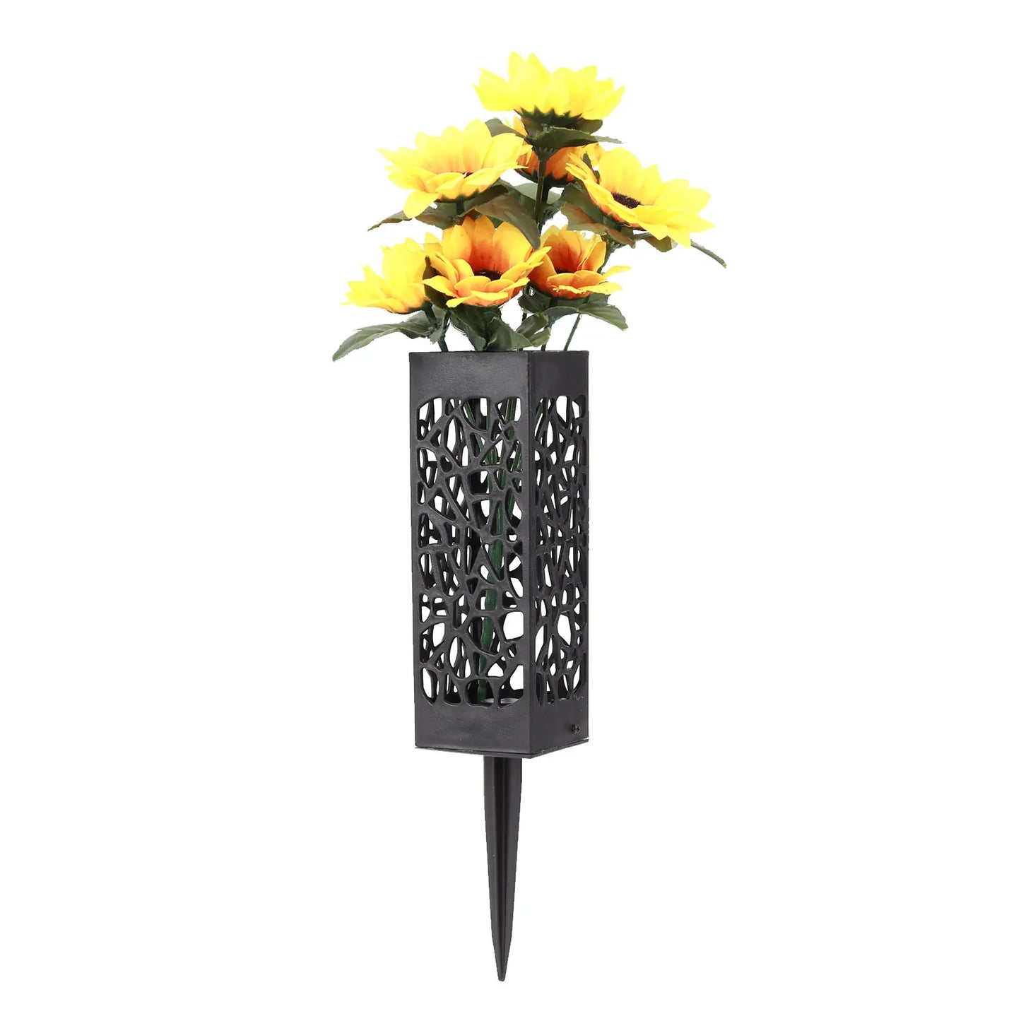 Grave Vase Plastic Stake In Ground Cemetery Grave Fluted Flower Vases Holder with Drainage Hole for Gravestone Decorations