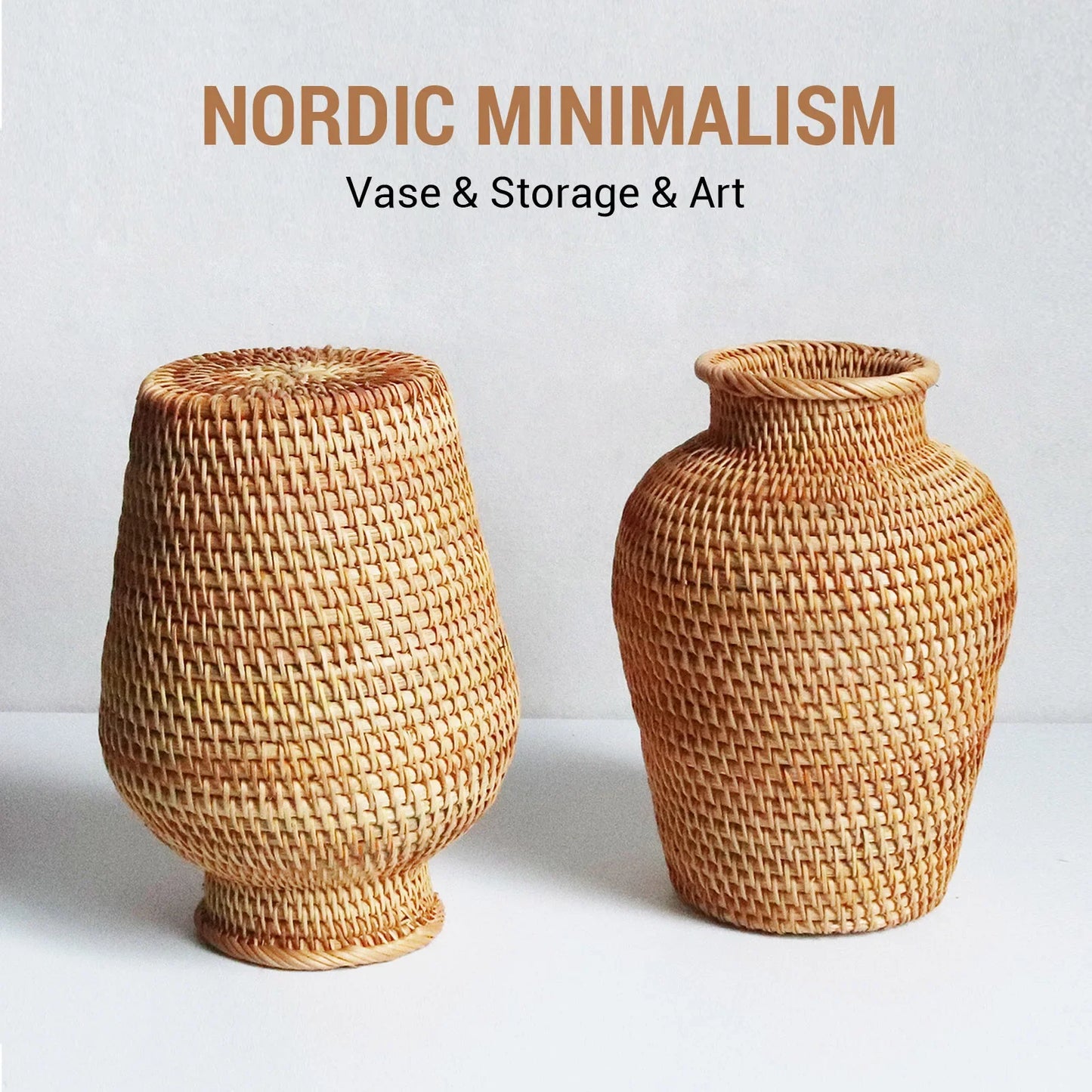 Rattan Woven Flower Vase Rustic Flower Arrangement Containers Large Floor Vase Decorative Imitation Wicker Floor Vase Tall