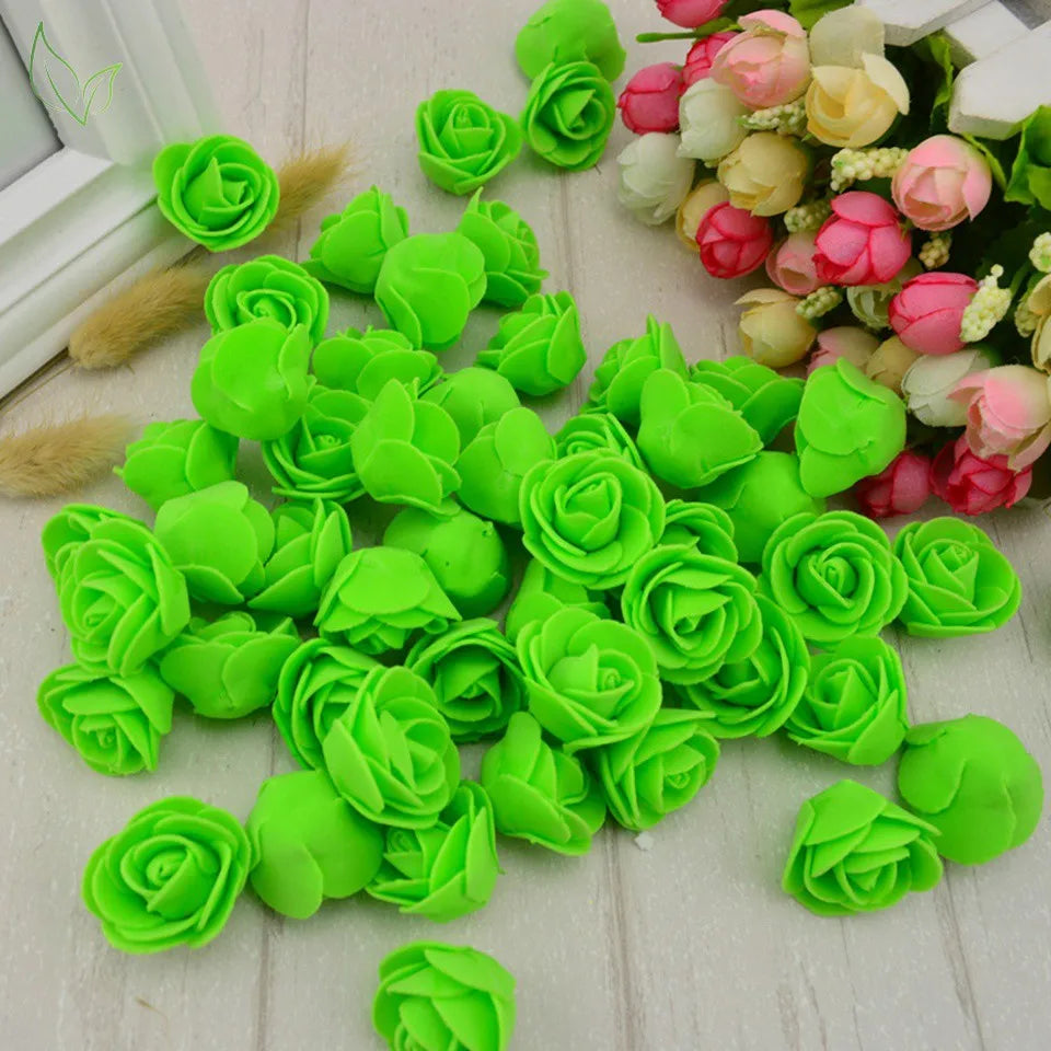 100pcs PE Foam Fake Teedy Bear Roee Head Artificial Flowers Cheap Wedding Home Decoration for Scrapbooking Gift Box Diy Wreath