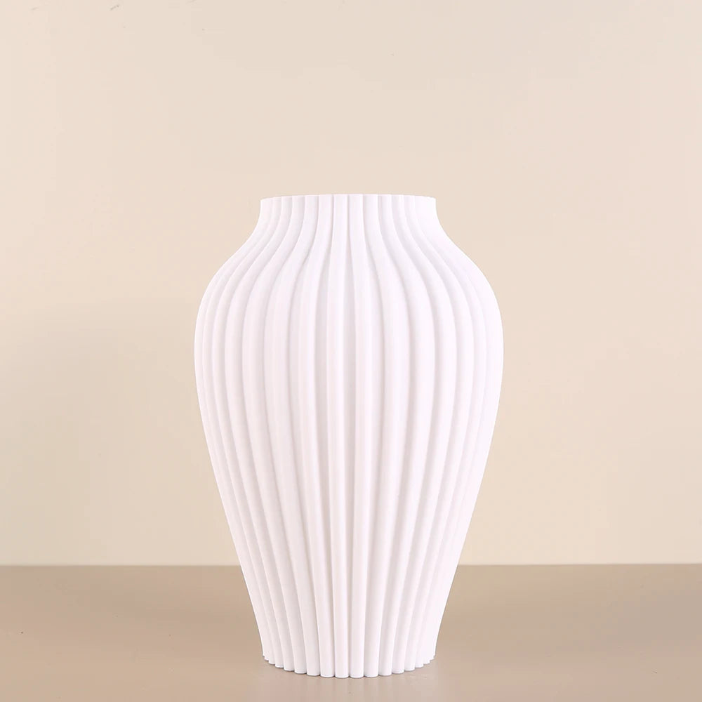 1 Piece of Vertical - striped Art Vase, Multi - color (Black/Green/White/Gray, etc.) Options, Fits Dried/Faux Flowers, Smooth Li