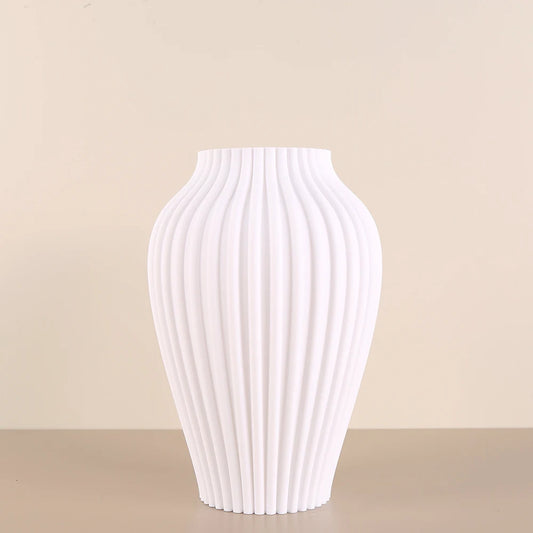 1 Piece of Vertical - striped Art Vase, Multi - color (Black/Green/White/Gray, etc.) Options, Fits Dried/Faux Flowers, Smooth Li
