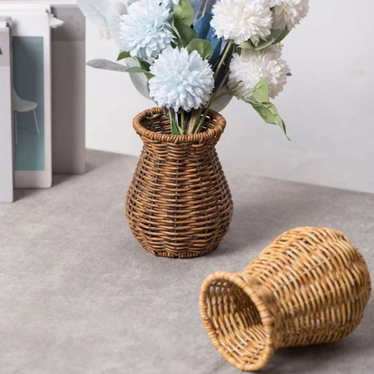 Decorative Rattan Vase Woven Decorative Table Vase for Dried Flower,Home and Office Durability and Waterproof Decors