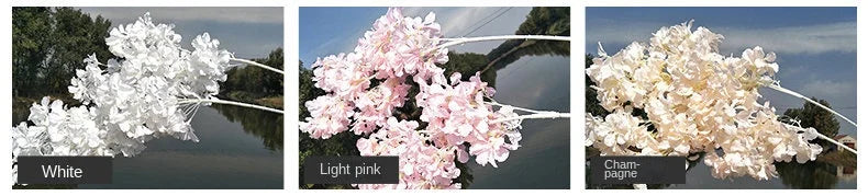 90CM Artificial 4-pronged Cherry Blossom White Stem Silk Flower Arch Suspended Ceiling Artificial Flower Home Wedding Decoration