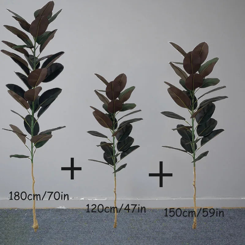 13-70in Large Ficus Tree Artificial Rubber Tree Plastic Banyan Plants Real Touch Banyan Leaves For Home Garden Shop Office Decor