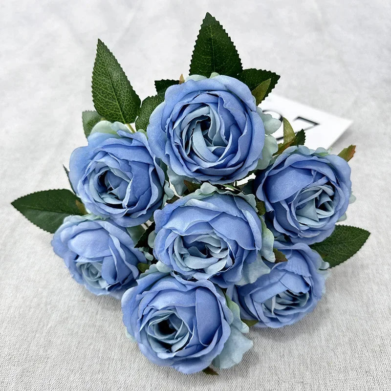 43CM7 Head Pearl Rose Artificial Flower Wedding Road Guide Bouquet Flower Arrangement Valentine's Day Decoration Home Ornament