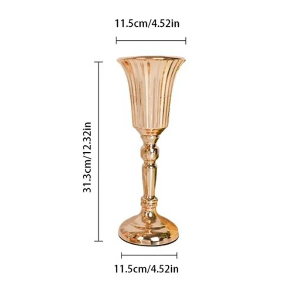 European Style Wrought Iron Gold Iron Vase FIower Art Anti-fall Wedding Photo Props Golden Simulated Flower Holders Table Decor